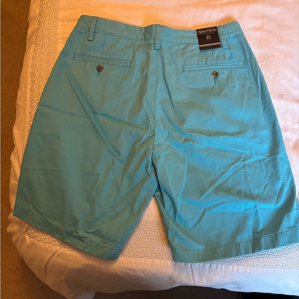 Nautica Men's Aqua Flat Front Shorts - Picture 3 of 4